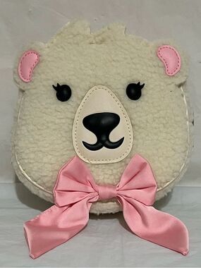 Bath & Body Works Polar Bear Mini Backpack Cream/White Pink Bow